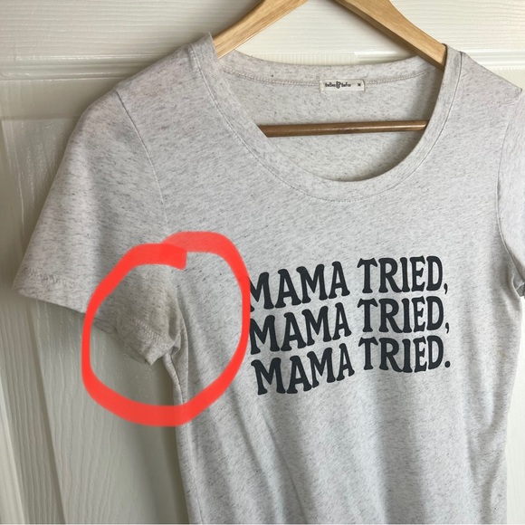 Basic “Mama Tried” White / Light Gray T-shirt - Picture 3 of 8